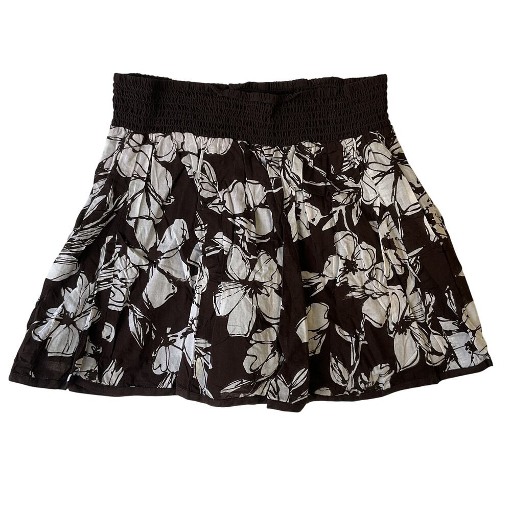 Joe Benbasset Youth Girls Skirt LARGE Brown Floral Lined Elastic Waist 100%Cotto
